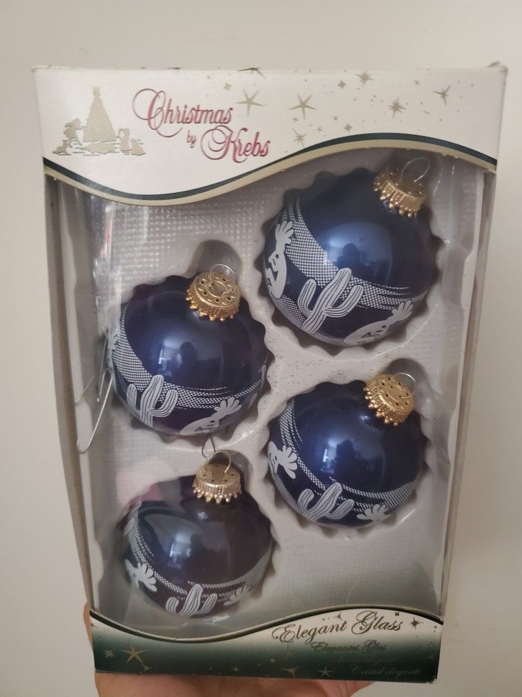 Desert theme Blue Glass Ornaments Set