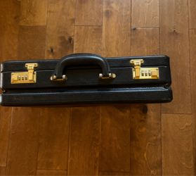 Black Leather Briefcase with Combination Locks
