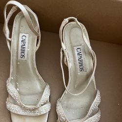 Caparros Block Faux Pearl Heels Size 6 1/2