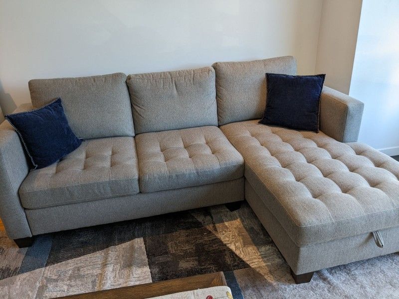 Gray Couch - World Market Gray Right Facing Trudeau Sectional Sofa w Storage