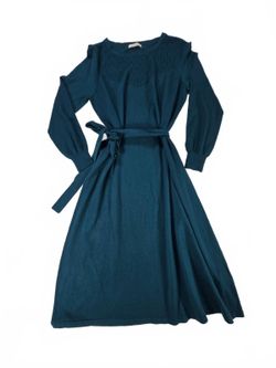 Woolovers Teal Wool Knit Midi Dress XL Dark Academia Preppy