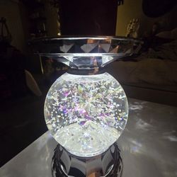 crystal snowflake winter Waterglobe 3 wick candle holder/pedestal