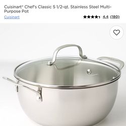 BrandNew NeverUsed  Purchase from Macy’s    Cuisinart chef's classic stainless 5.5 Qt multi purpose pan with cover Oven Safe