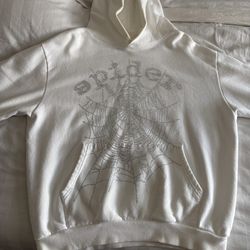 Sp5der White rhinestone hoodie