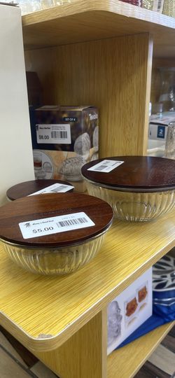 Dokaworld glass storage containers w/acacia lids