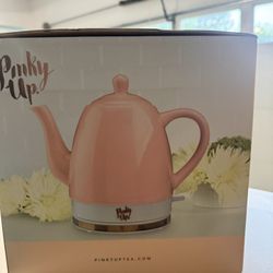  1.5 L Pink Electric Ceramic Kettle with Gooseneck, Cute Water Boiler for Hot Teas and Pour Over Coffee, Blush with Rose Gold