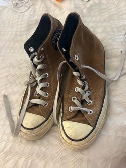 brown converse high tops women’s 8