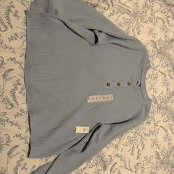 Old Navy Baby Blue Thermal Long Sleeve Button Up
