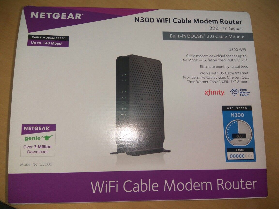 Netgear N300 cable modem wifi router