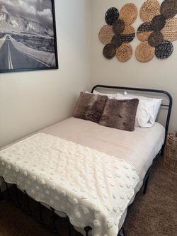 Full size bed with bed frame, never used