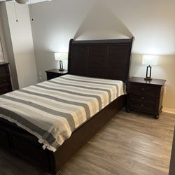 Complete Queen Sized Bed Frame With Matching Dresser And 2 Night Stands