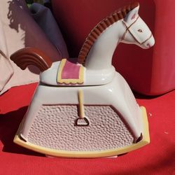 Vintage Heavy Ceramic Rocking Horse Cookie Jar Excellent Condition! #602 HTF Abingdon