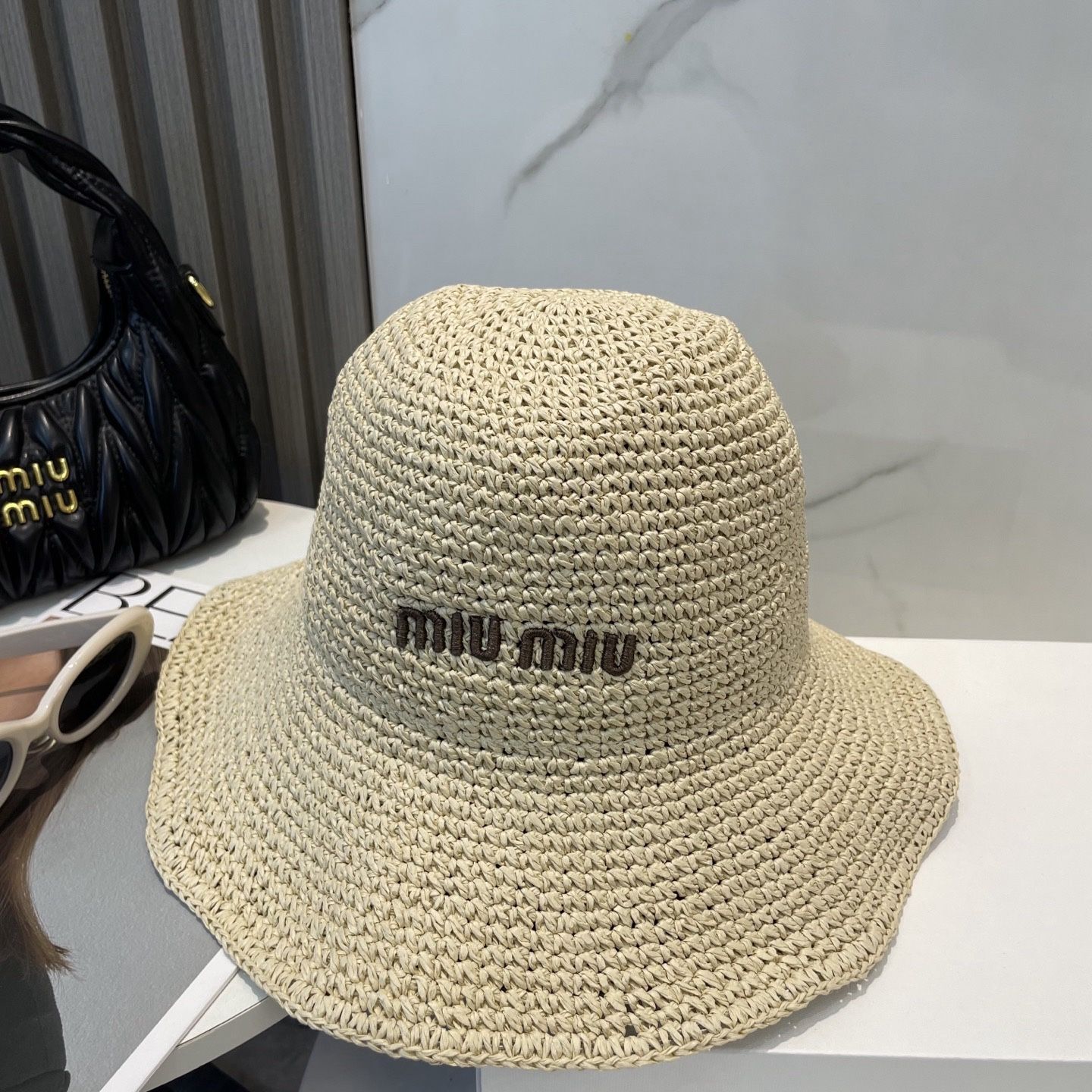 Miu Miu Classic Sun Shade Straw Hat