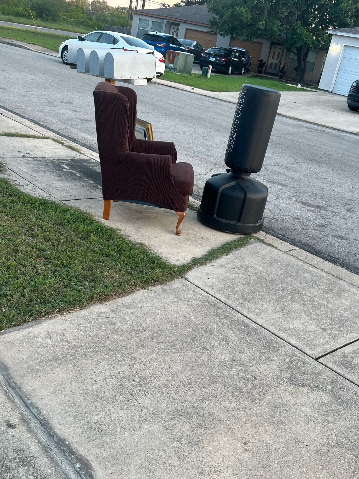 Punching bag and chair