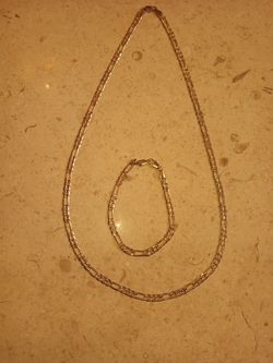 24" 14k Gold  Necklace W/ Matching 8" Bracelet