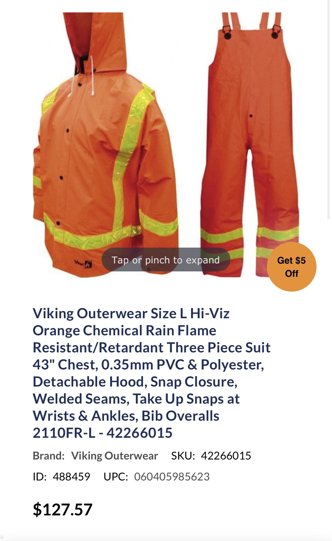Viking Flame Retardant Series 3 PCs Rain Suit 3XL/ 3TG