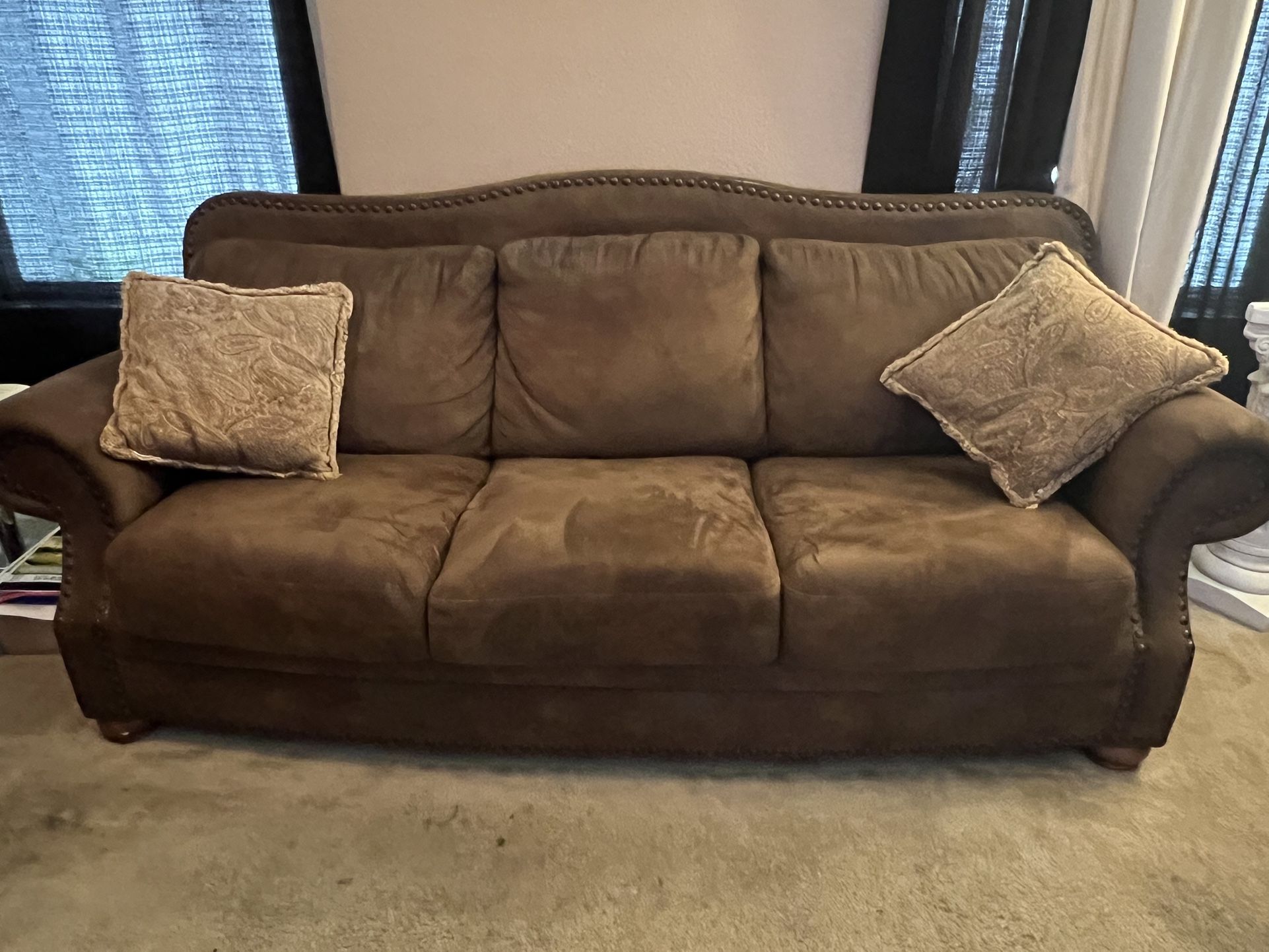 Brown Couch Set + Pillows