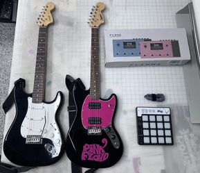 CRAZY SALE! 2 ELECTRICt GUITARS + EFFECTS PEDAL+MIDI DRUM PAD!