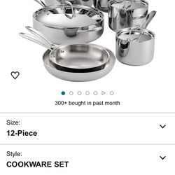 Tramontina 80116/249DS Gourmet Stainless Steel Induction-Ready Tri-Ply Clad 12-Piece Cookware Set, NSF-Certified, Made in Brazil