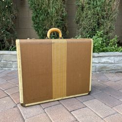 Vintage 1930's Hard Shell Tweed and Leather Travel Wardrobe Suitcase Platt Airess