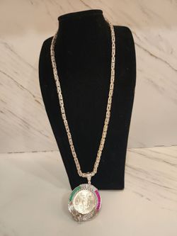 Sterling silver /byzantine Chain with Libertad Coin and Pendant