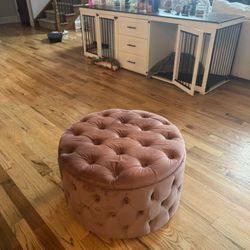 Blush Pink Velvet Tufted Storage Ottoman