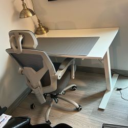 Standing-Sitting White Desk With Mat