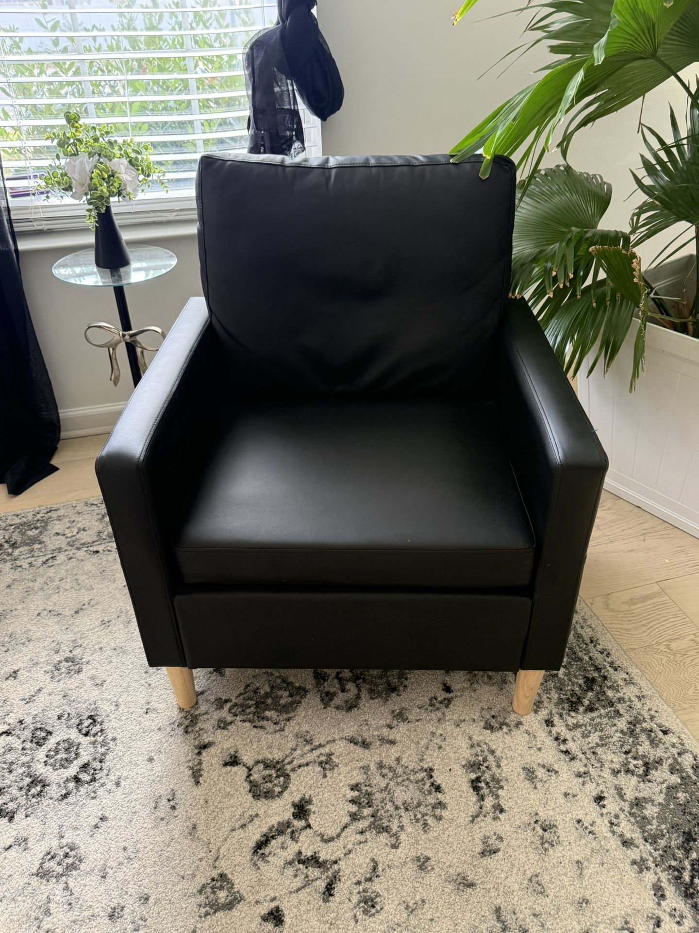 Black leather Low Accent Chairs