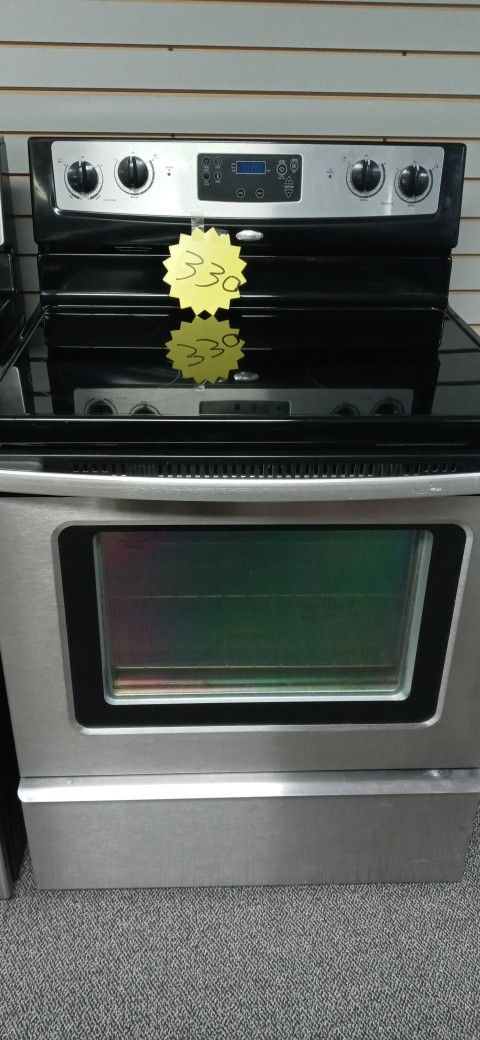 WHIRLPOOL RANGE STOVE OVEN STAINLESS STEEL WORK GREAT DELIVERY AVAILABLE