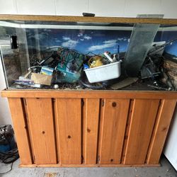 110 Gallon Glass Aquarium With Solid Wood Stand And Tons Of Supplies