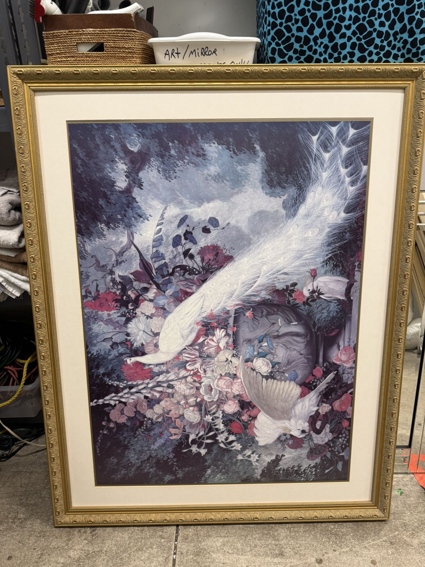 Floral Peacock Print W/ Frame