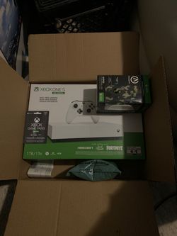 X Box One S Digital Game Pass included Two Joysticks Three Games Fortnite, Sea of Wolves, Minecraft brand new