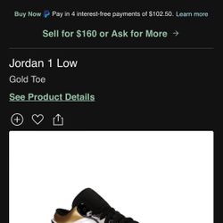 Jordan 1 Low gold Toe 