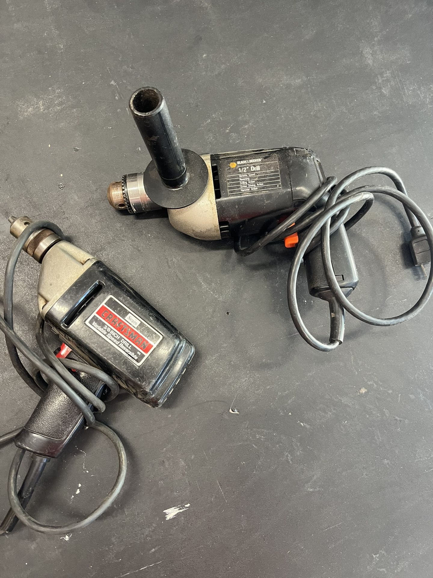 Black and Decker 1/2" drill no. 7277 Type 3 Reversible Hammer W/ Handle & Key