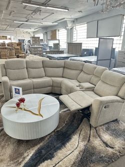 Grey manual reclining sectional