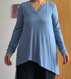 Blue Long Sleeve Tunic Top