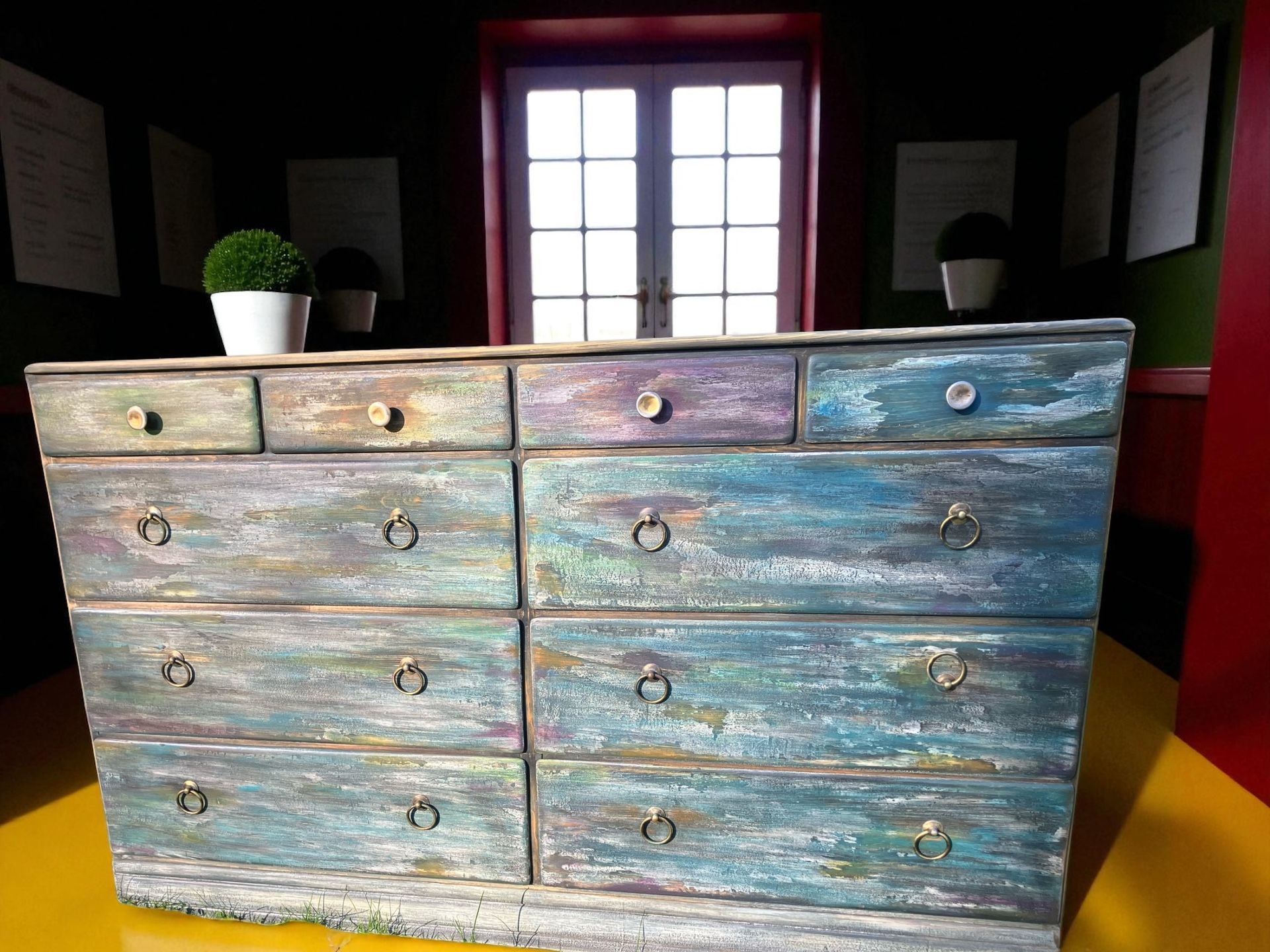 10 Drawer Hand Painted Dresser 