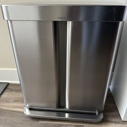Simple Human 58L stainless steel dual compartment step can with liner pocket (CW2025)