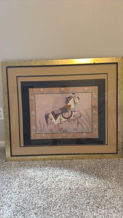 Indian gouache painting of a royal horse on silk