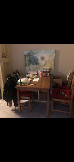 Table and four chairs