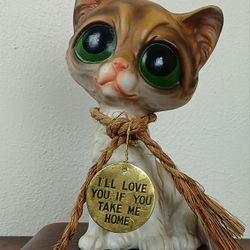 Vintage 60's Big Eyed Keane Kitty Cat Figurine