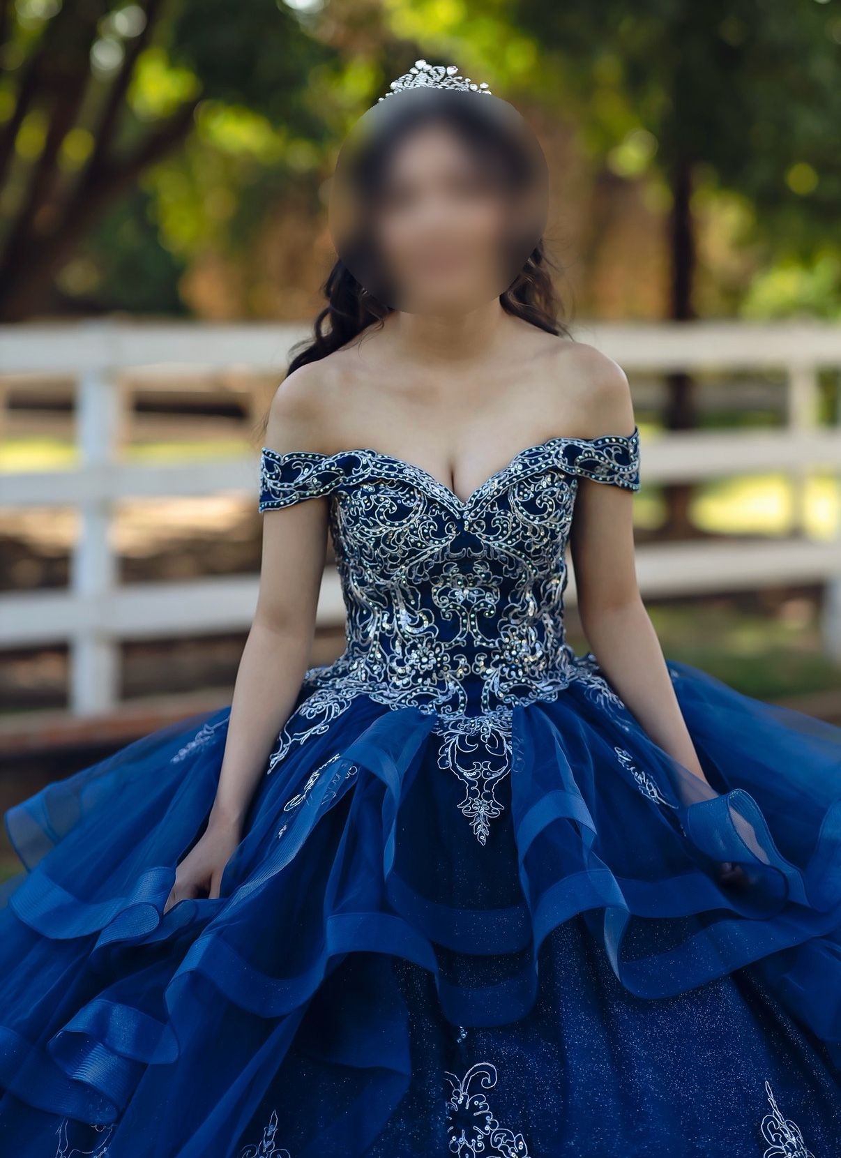 Royal Blue Quince Dress and ramo Azul - eharrisgallery.com