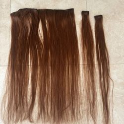 Natural brown hair extensions With clips