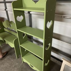 Wooden Bookshelf With Matching Bench
