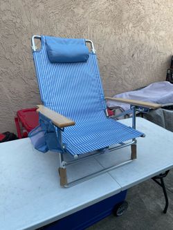 Mainstays Reclining Beach Chair with Backpack Straps,