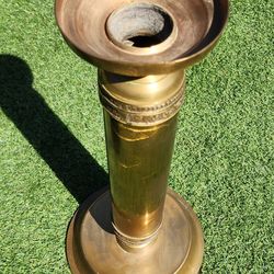Vintage Column Candleholder Gold-Plated Metal 20.5x9"