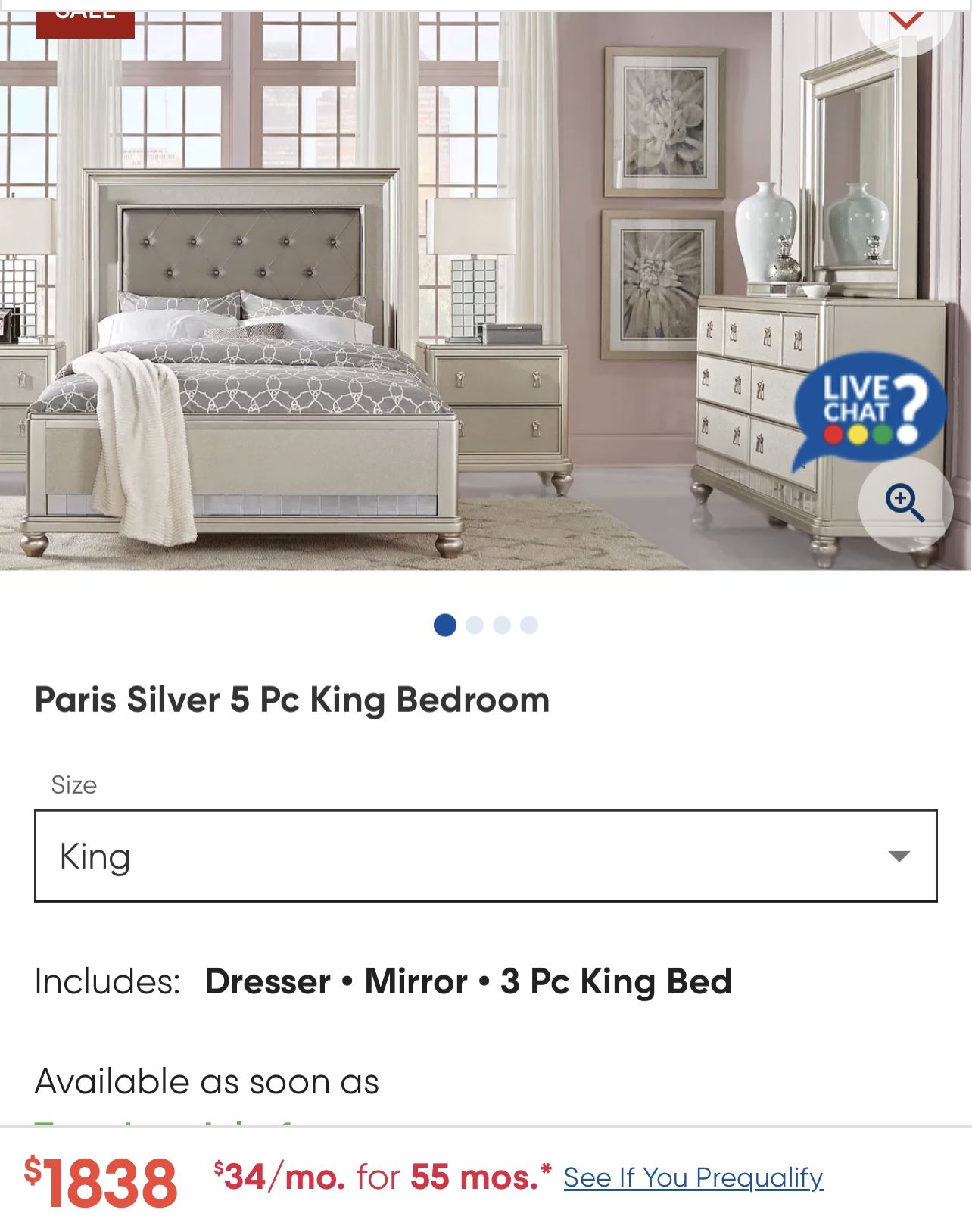 Sofia Vergara Collection Bedroom Set Champagne With Brand New Sealed Mattress King