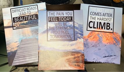 Set of three 12”x16” motivational canvas art prints