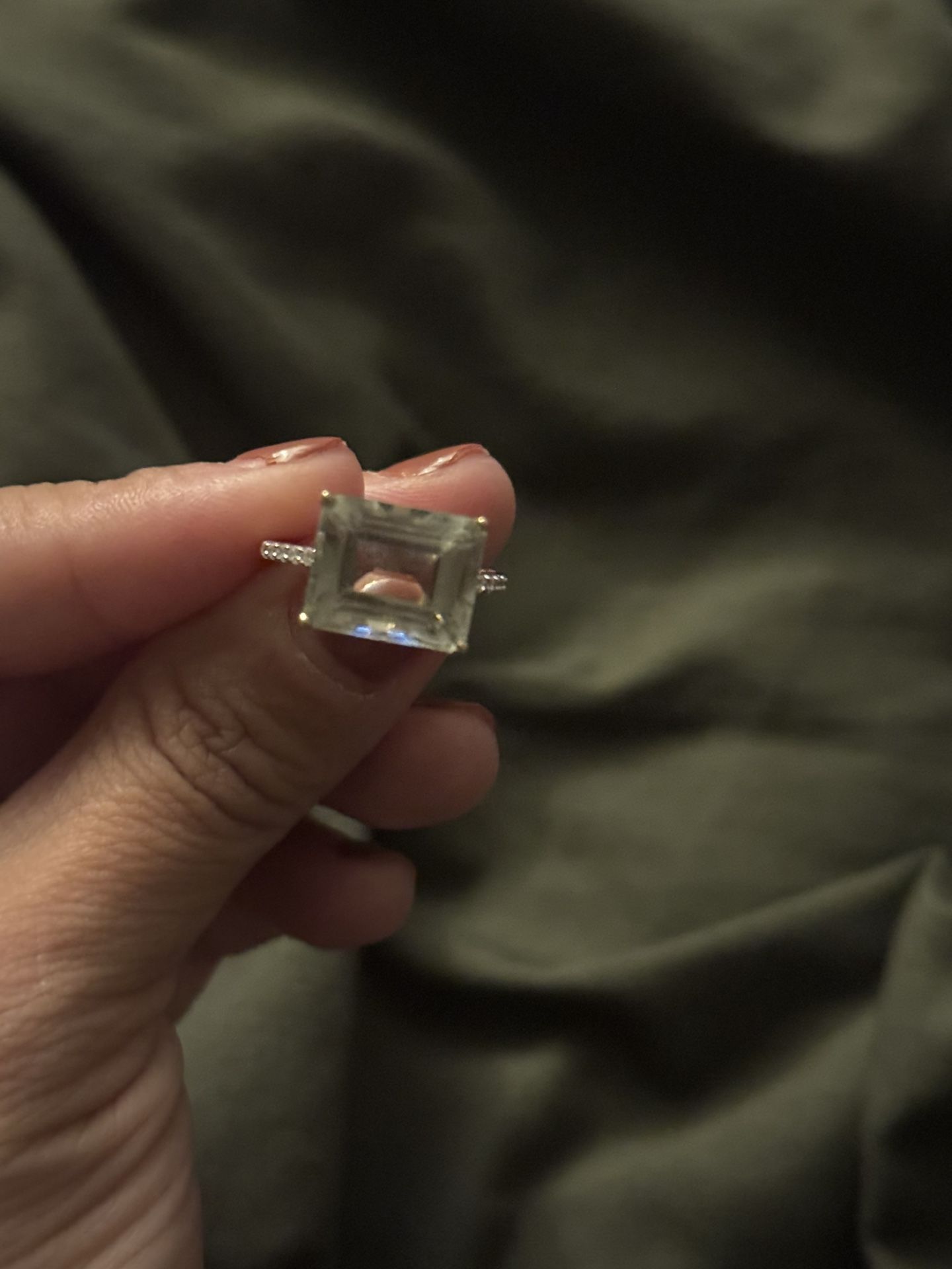 Emerald 10k Gold Ring With Diamond Accents