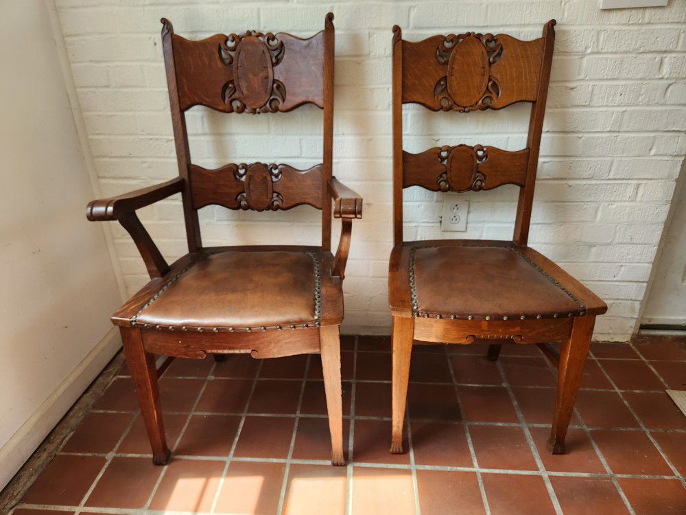 Antique Oak Arts & Crafts Chairs